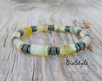 Natural Yellow Opal Bracelet, Pyrite Bracelet, Men's Beaded Bracelet, Meditation Bracelet, Mala Yoga Bracelet, Energy Bracelet