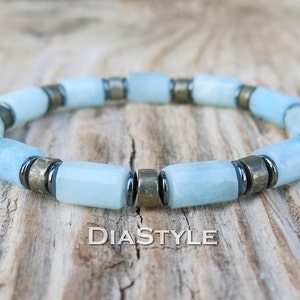 Mens Aquamarine Bracelet, Men&#39;s Beaded Bracelet, Meditation Bracelet, Mala Yoga Bracelet, Energy Bracelet, Spiritual Bracelet,
