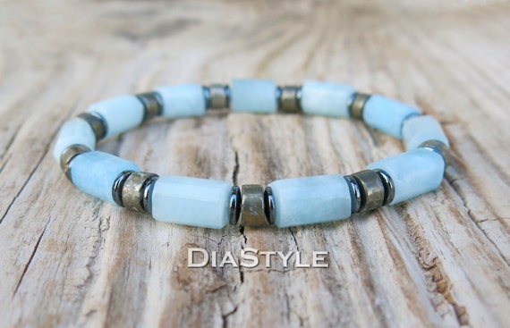 Aquamarine mens bracelet outlet