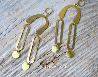 Arch Brass Dangle Earrings: Geometric Bohemian Jewelry