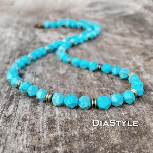 Men&#39;s Turquoise Necklace, Men&#39;s Beaded Necklace, Choker Necklace, Men&#39;s Beaded Jewelry, Necklace for Men, Gift for Him