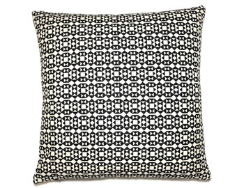 Alexander Girard - Maharam Facets. 17" x 17" pillow cover with feather insert. Same fabric on both sides. Black and white