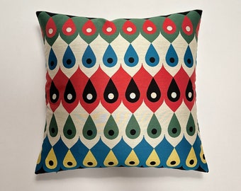 Sonnhild Kestler fabric.  Amulet 001 Garnet Down feather insert included. Maharam fabric. 17” x 17”
