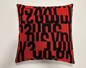 Letters by Gunnar Aagaard Andersen Maharam fabric pillow. Red