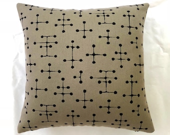 Maharam pillow - Eames Small dot pattern fabric by Charles and Ray Eames, 1947.  Taupe.