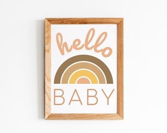 Hello Rainbow Baby Print - PRINTABLE WALL ART -  Nursery wall art, Rainbow Baby, Rainbow Print, Baby Girl,  Rainbow Baby, Digital Download