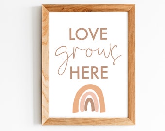 Love Grows Here - Printable - Digital Download - printable, rainbow baby, rainbow print, Nursery decor, nursery prints, boho print
