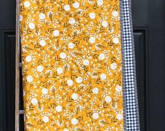 Baby quilt with name, Baby girl quilt, yellow baby blanket, personalized baby girl quilt, personalized baby quilt, Fall baby quilt