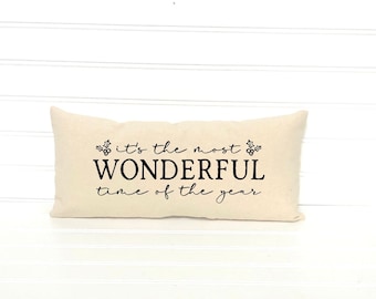 It’s the most wonderful time of the year pillow, Christmas quote pillow, Christmas farmhouse pillow, Black and white Christmas pillow
