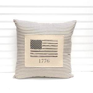 Flag pillow, fourth of July pillow, Independence Day pillow, vintage farmhouse pillow, farmhouse quilted pillow, 4th of July pillow