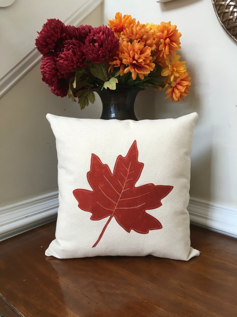 Fall decorative pillows Leaf appliqué pillows autumn Etsy