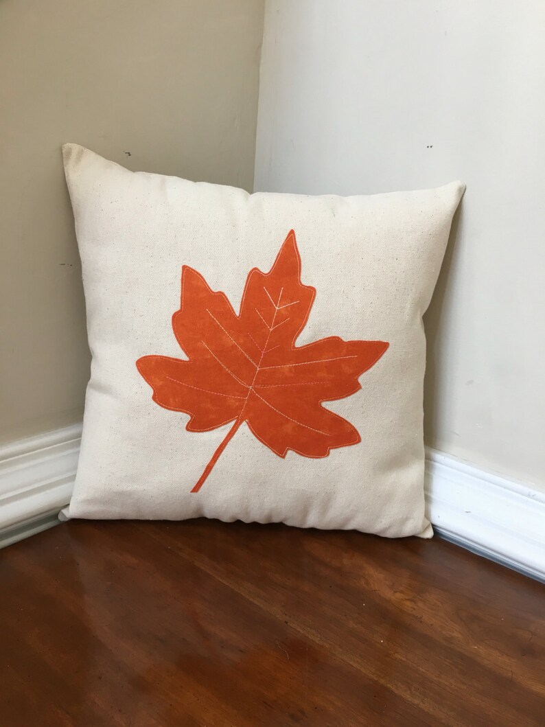 Fall decorative pillows Leaf appliqué pillows autumn Etsy