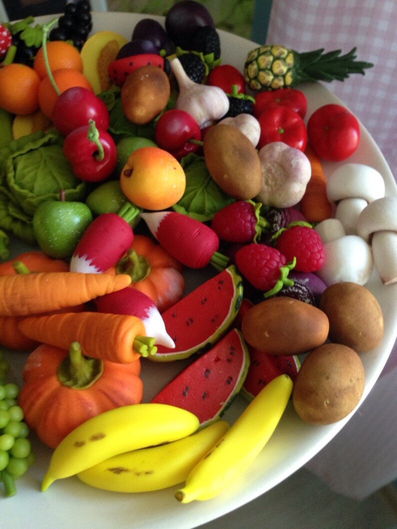 30pc Miniature fruits and vegetables.Game vegetables Etsy