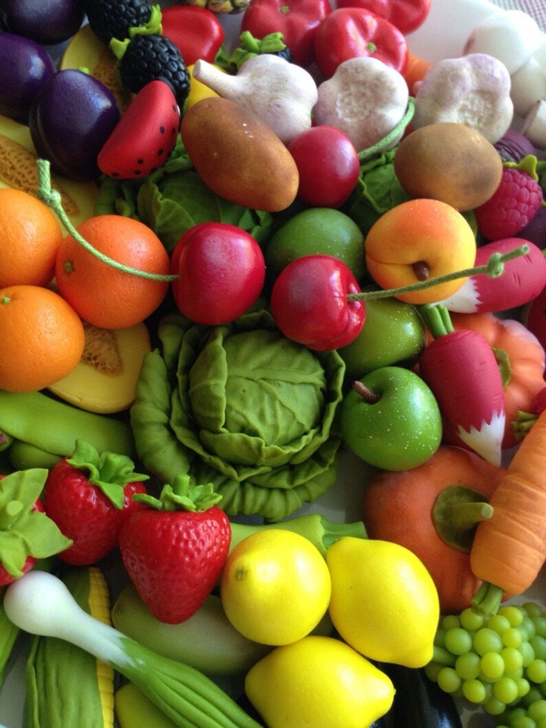 30pc Miniature fruits and vegetables.Game vegetables Etsy