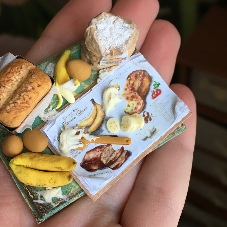 Banana pie miniature set Dollhouse sweet miniature Barbie Etsy