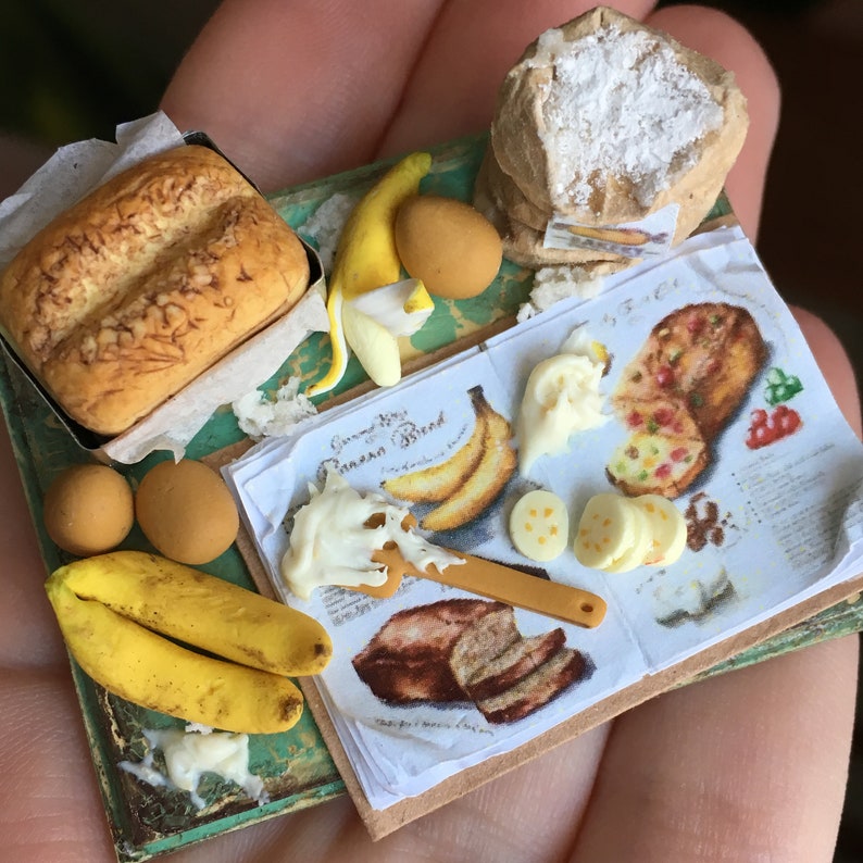 Banana pie miniature set Dollhouse sweet miniature Barbie Etsy