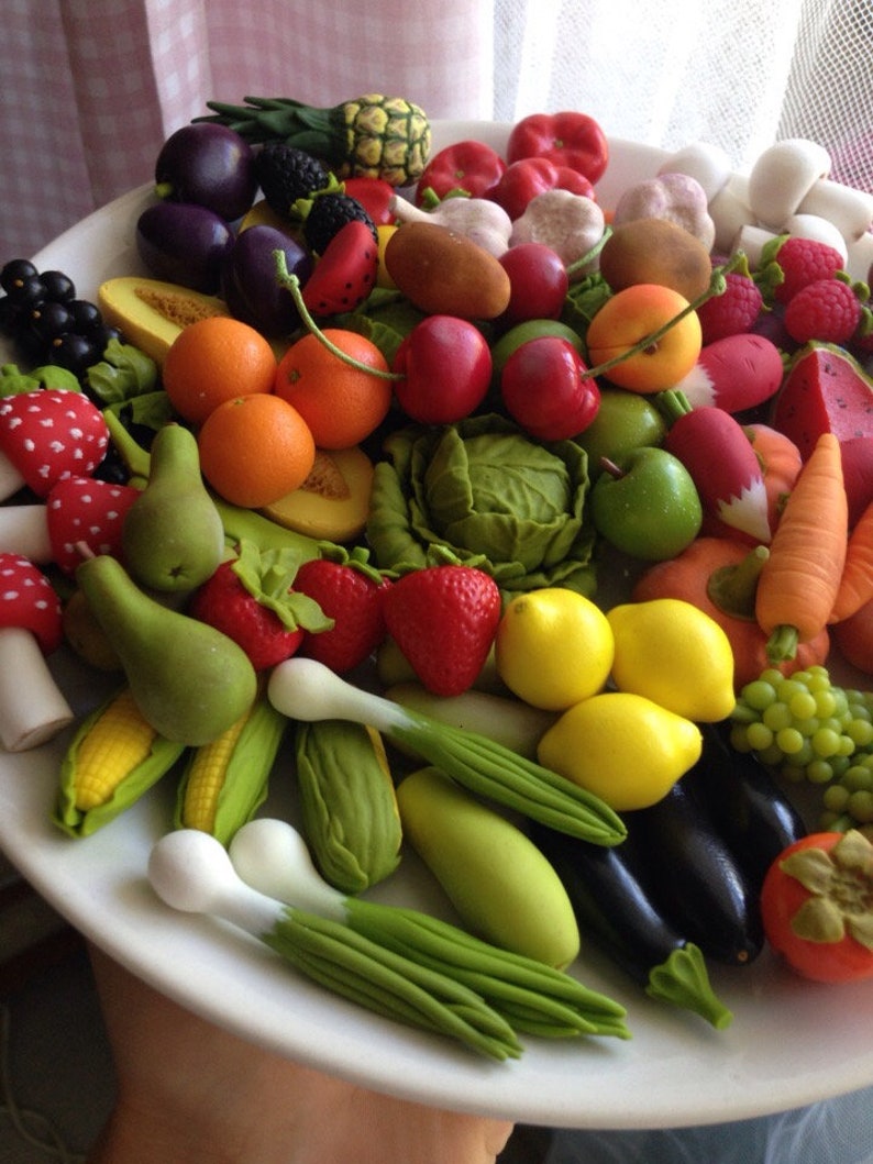 30pc Miniature fruits and vegetables.Game vegetables Etsy