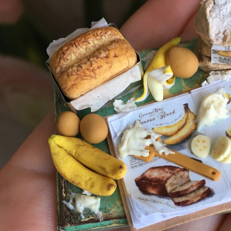 Banana pie miniature set Dollhouse sweet miniature Barbie Etsy