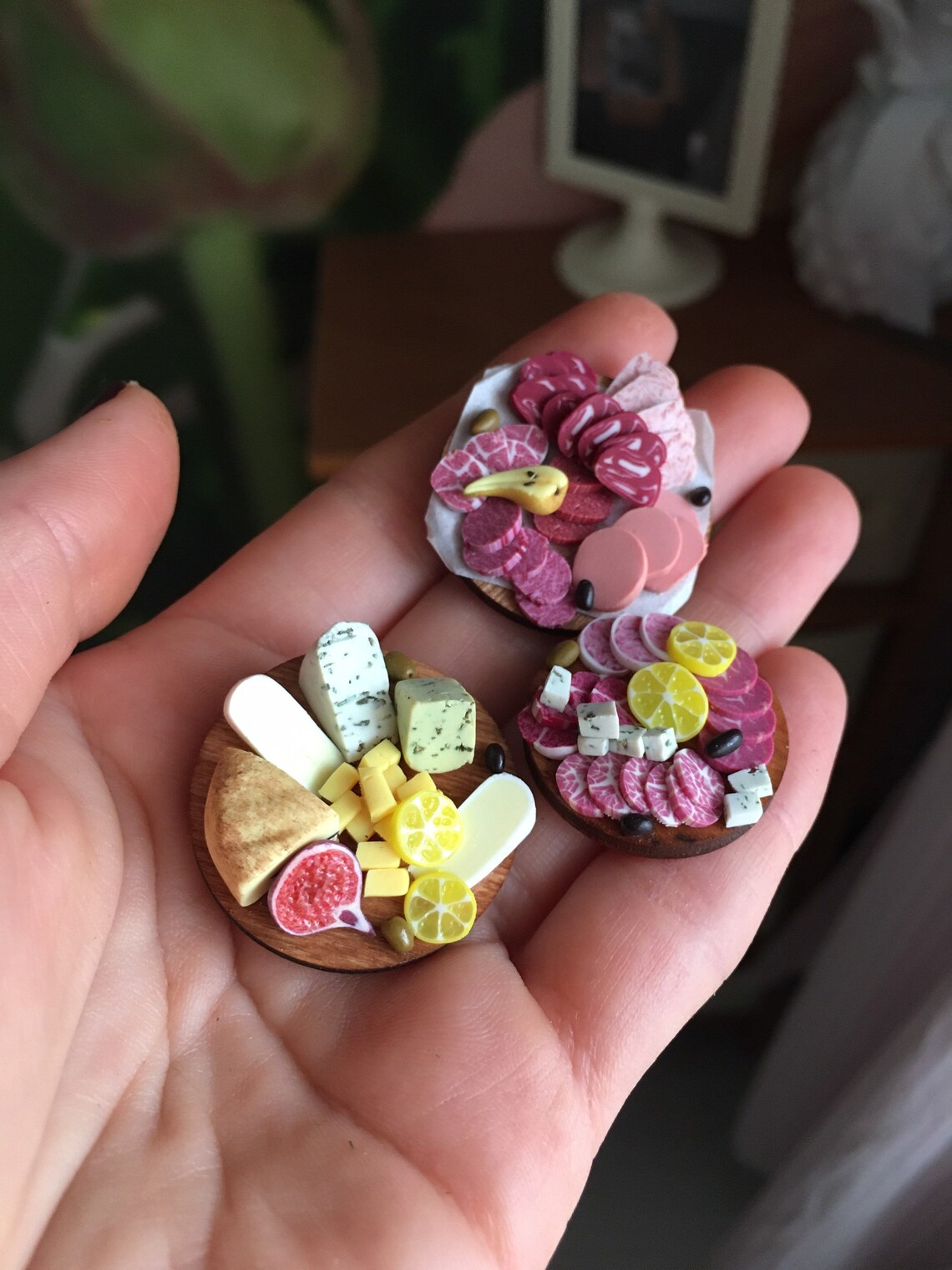 3 Pc Miniature Plate Set Polymer Clay Foods Barbie Kitchen Etsy