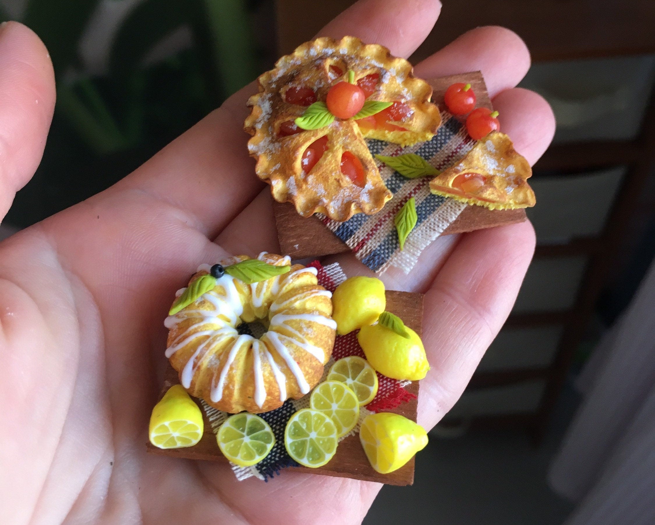 2pc of miniature pies Dollhouse miniature Realistic food Etsy