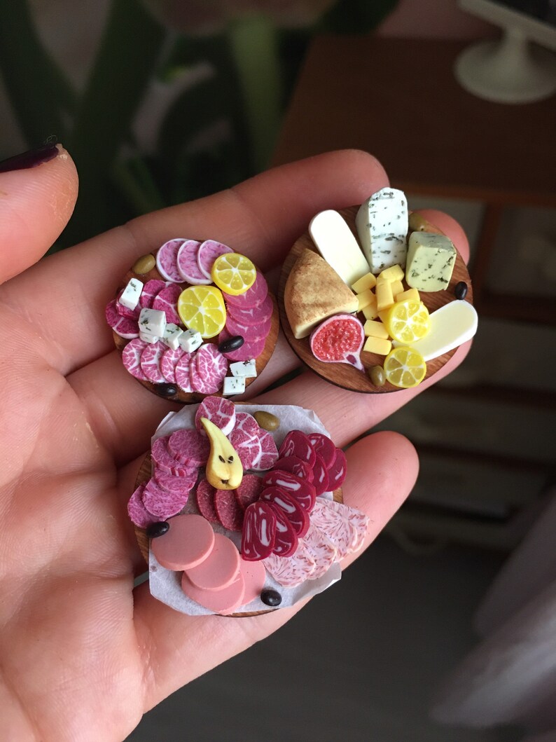 3 pc miniature plate set Polymer clay foods Barbie kitchen Etsy