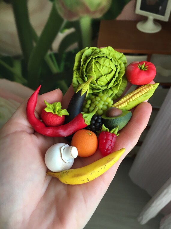 23pc Miniature Vegetables and Fruits Polymer Clay Fruits Et Etsy