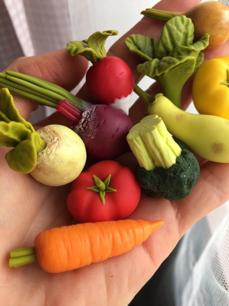 30pc Miniature figures of fruits and vegetables Etsy
