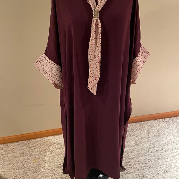 Ladies pink gown long shirt dress abaya kuftan shirt dress shirt free size NWT