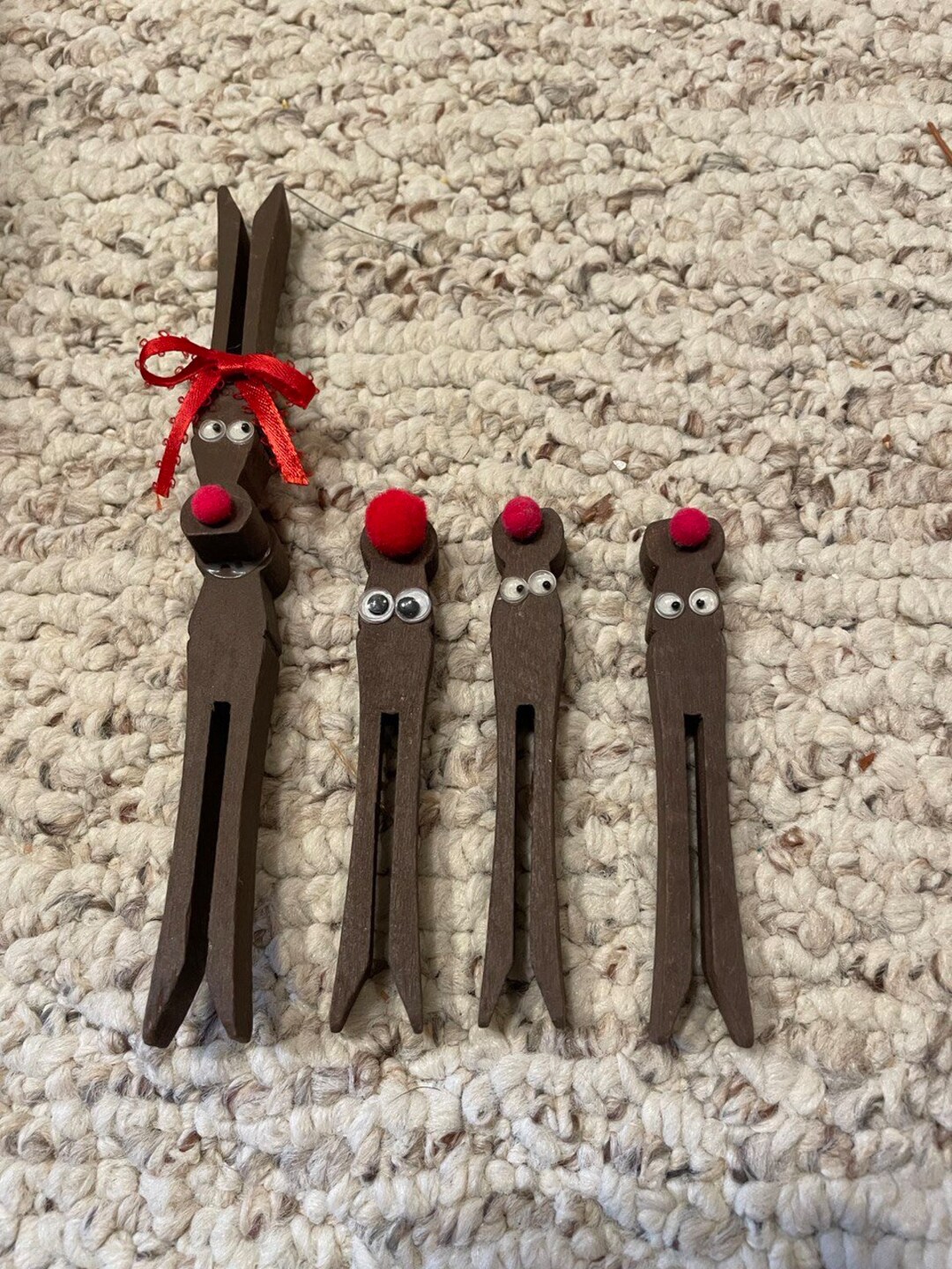 Lot of 4 Clothespin Reindeer Etsy