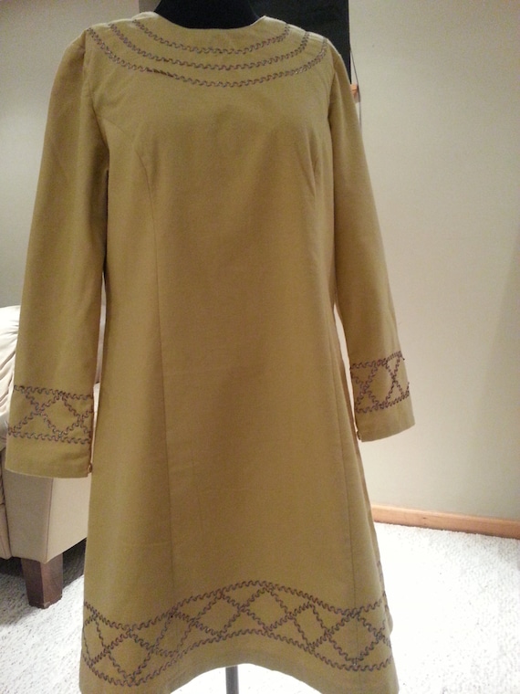 Winter Long Top/ Dress in Dusted Mustard Yellow Color, Size 12