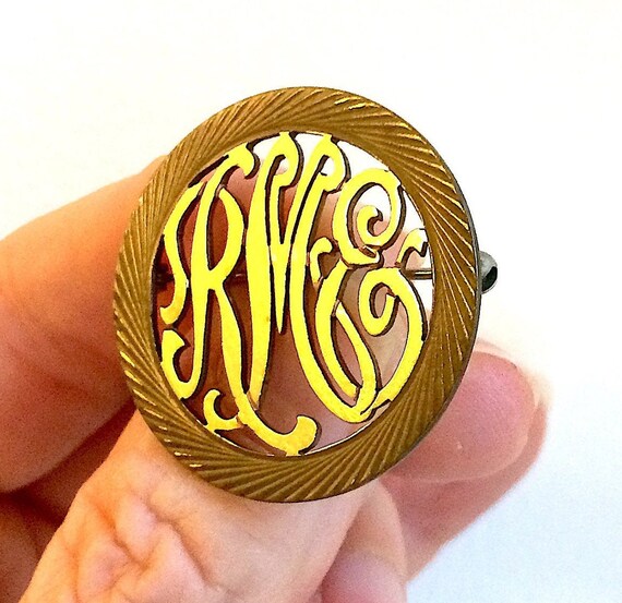 Vintage original pins monograms. 12K G.F. gold fi… - image 8