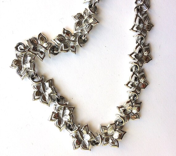 Vintage necklace by CORO. Silver tone metal five-… - image 5