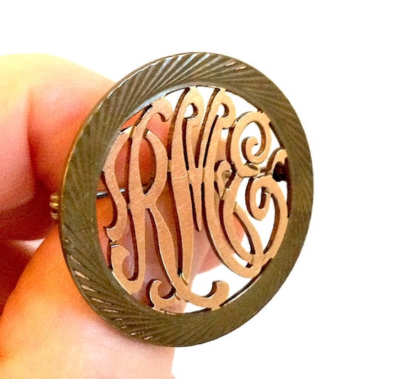 Vintage original pins monograms. 12K G.F. gold fi… - image 9