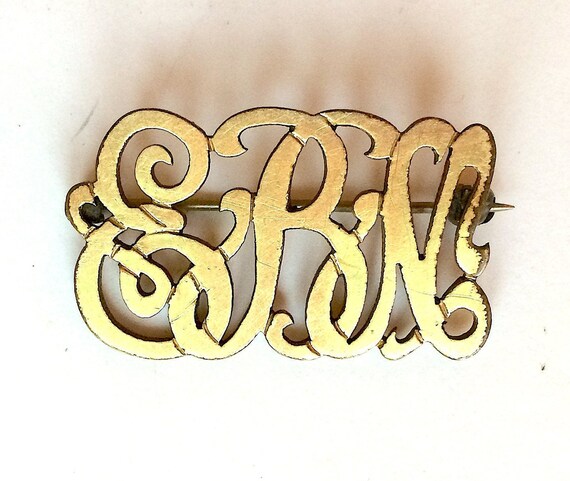 Vintage original pins monograms. 12K G.F. gold fi… - image 3