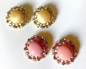 Boucles D'oreilles Clips Vintage étoilées Argent Et Cristaux - Occasion, Bon état, Style Rétro