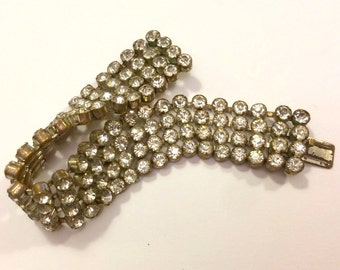 Vintage Art Deco For-Row Rhinestone Bracelet: Gilded silver metal, CZECHOSLOVAKIA, '30-'40 – cod. A570