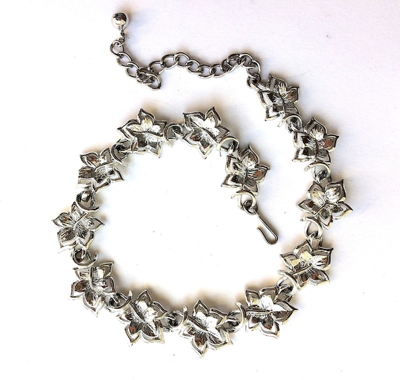 Vintage necklace by CORO. Silver tone metal five-… - image 1