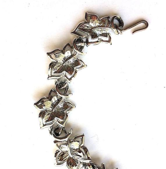 Vintage necklace by CORO. Silver tone metal five-… - image 6
