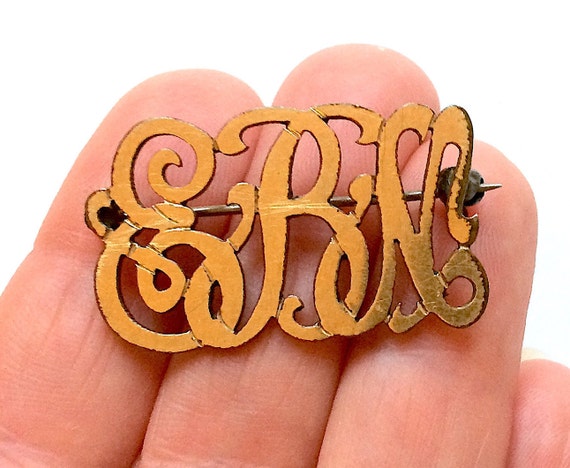 Vintage original pins monograms. 12K G.F. gold fi… - image 4