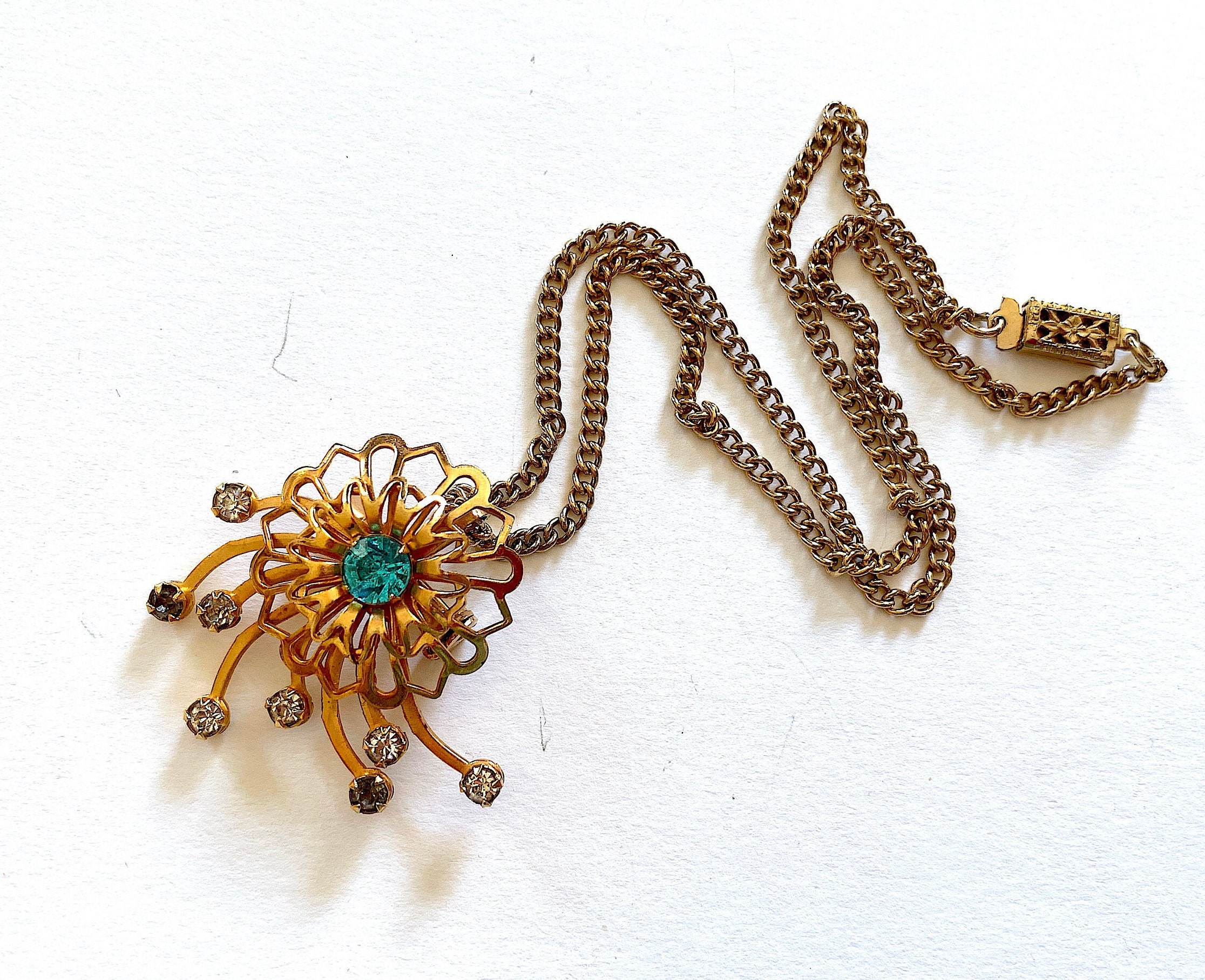 Vintage Set Pin/pendant and Earrings. Pin/pendant With Chain