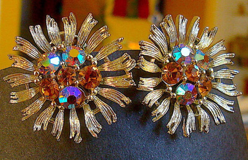 vintage aurora borealis earrings