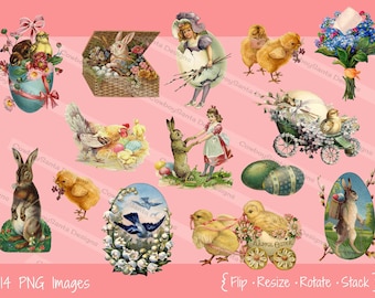 Vintage Victorian Easter images | 14 images | INSTANT DOWNLOAD | Easter clip art | DIY Easter card | Digital Collage