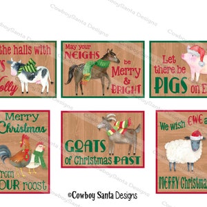 Whimsical Farm Animal Christmas Gift Tags | Farm Gift Tags | INSTANT DOWNLOAD | Print your own | DIY Holiday Tags | Digital Collage