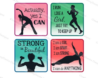 Women, Girls  Affirmation Workout, Fitness Silhouette Clip Art | exercise | Digital collage | Instant Download