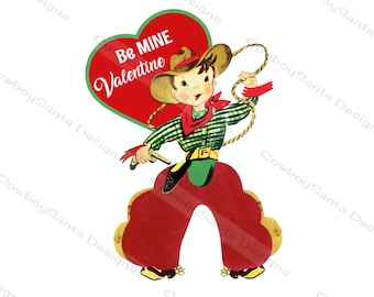Vintage Cowboy Roping, Gun ,Pistol, Felt chaps | Valentine card | Instant Digital Download I Digital Image