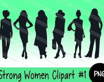 Strong Women #1 Silhouette Clip Art | Fashion clip art | pretty women | female | confident | Digital collage | Instant Download