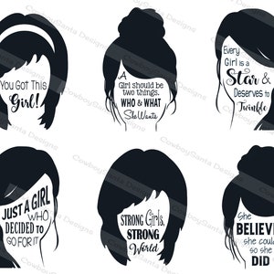 Starke Mädchen, Frauen Affirmation, Empowerment, Silhouette ClipArt | Frauenpower | Digitale Collage | Sofortiger Download