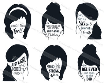 Strong Girls, Women Affirmation, Empowerment, Silhouette Clip Art | Girl Power | Digital collage | Instant Download