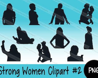 Strong Women #2 Silhouette Clip Art | Girls | women | female | mom and daughter | Digital collage | Instant Download
