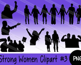 Strong Women #3 Silhouette Clip Art | women marching clip art | Women stand together | confident | Digital collage | Instant Download